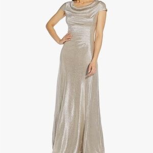 Elegant Metallic Knit Evening Gown